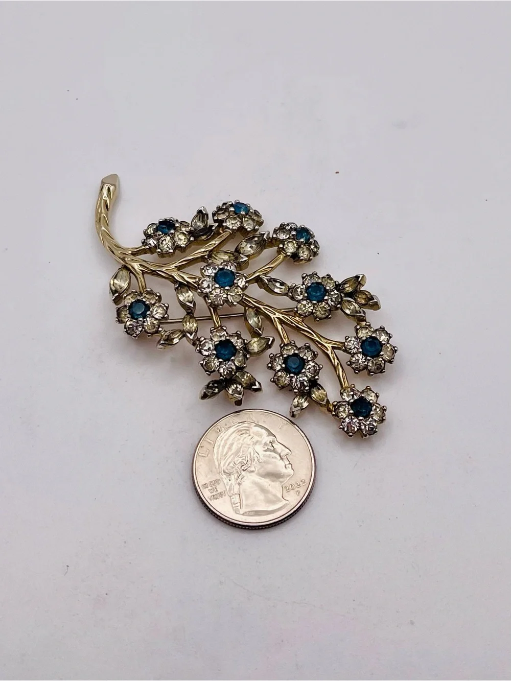 Exquisite Vtg Signed JOMAZ Joseph Mazer Floral Rhinestone Brooch 1950s Estate Pc - Picture 10 of 14